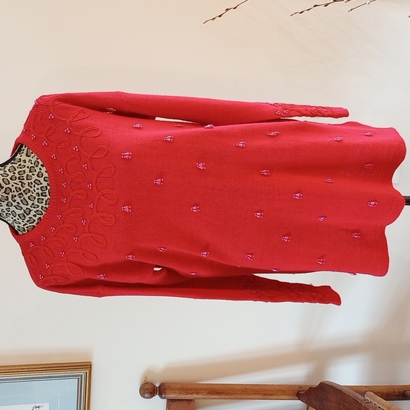 REDUCED!VTG Jessica Stevens Holiday Tunic Sweater W/Embellishments SizeM - Picture 2 of 11